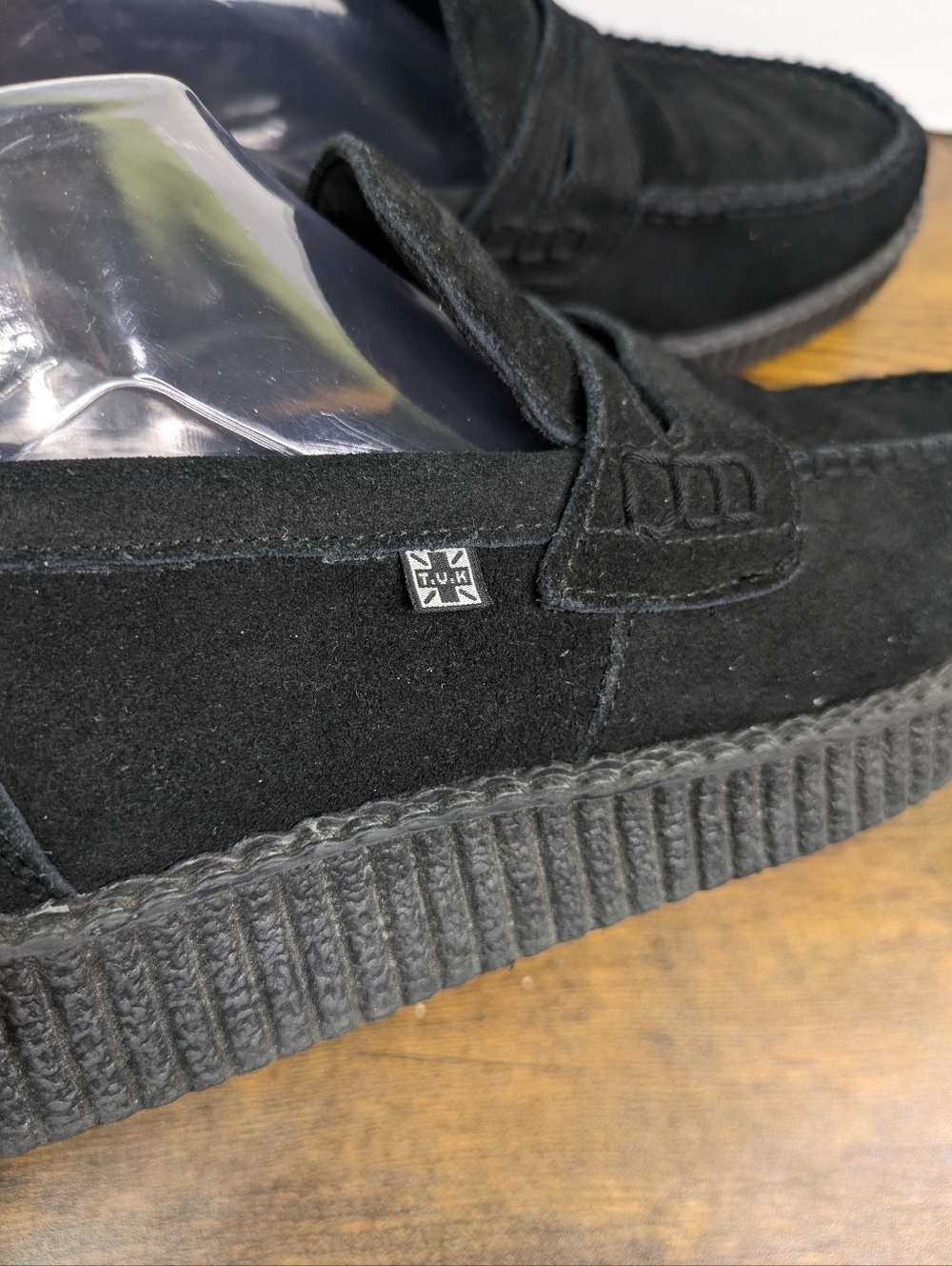 T.U.K Penny Loafer Creepers Mens 9 Womens 11 Suede Slip On Platform Goth Punk - Picture 7 of 11